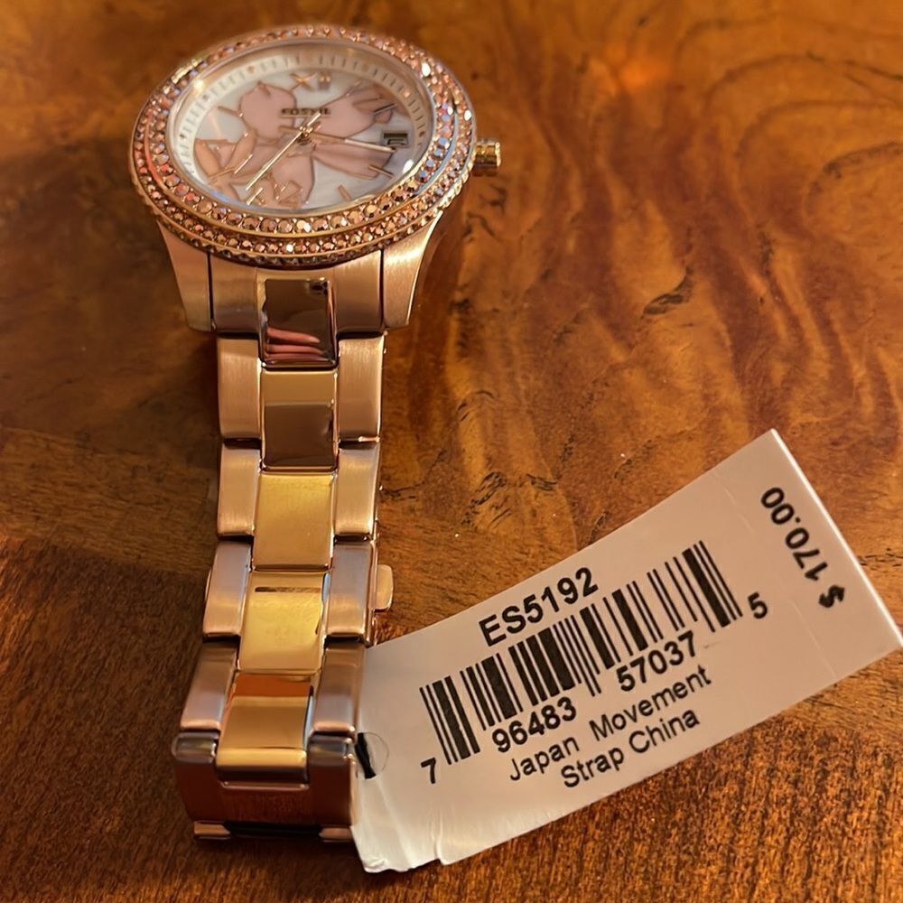 NWT FOSSIL Stella Three Hand, Rose Gold Tone Stai… - image 5